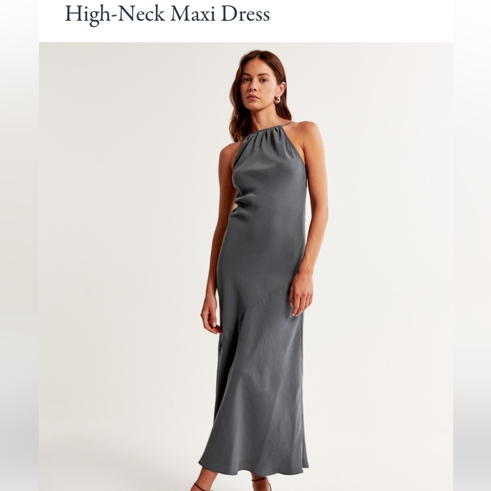 Abercrombie High Neck Midi Dress Grey XXSP NWT